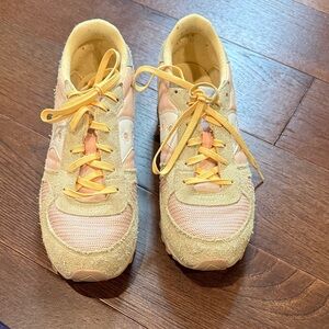 Saucony Yellow and Pink Sneakers